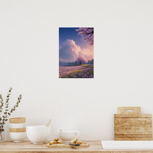 Ein Meer rosa Blume Poster (Küche)