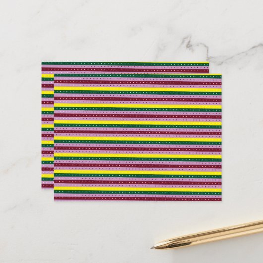 ein mehrfarbiger Streifen mit Punkten Postkarte (Vorderseite/Rückseite Beispiel)