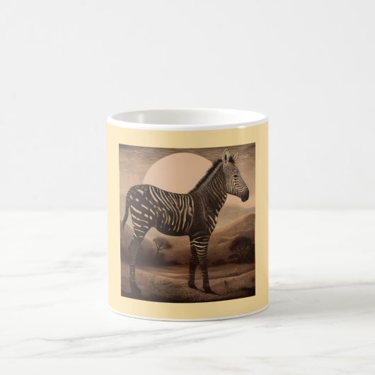 Ein melanistisches Zebra beim Grasen Kaffeetasse (Mittel)