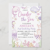 Ein Mensch im Ozean - Mädchen zum Geburtstag Einladung (Vorderseite)