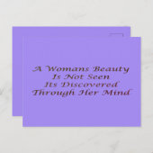 Ein Merkmal "Beauty-Frauengedicht" inspiriere C Postkarte (Vorne/Hinten)