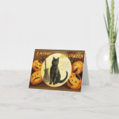 Ein Merry Hallowe'en Black Cat Pumpkins Vintag Karte (Vorderseite)