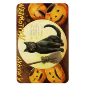 Ein Merry Hallowe'en Black Cat Pumpkins Vintag Magnet (Vertikal)