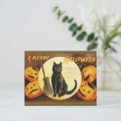 Ein Merry Hallowe'en Black Cat Pumpkins Vintag Postkarte (Stehend Vorderseite)
