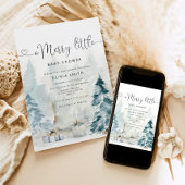 Ein Merry Little Baby Dusche Winterwald Einladung