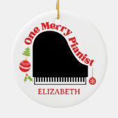 Ein Merry Pianist Weihnachts-Klavier Keyboard Keramik Ornament (Hinten)