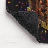 Ein metallischer Fraktalwürfel mit farbigen Sterne Mousepad (Ecke)