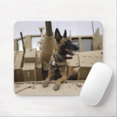 Ein militärisch arbeitender Hund sitzt auf einem M Mousepad (Mit Mouse)
