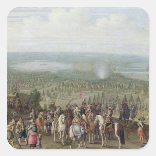 Ein militärisches Lager mit Milizen für Pferde, Tr Quadratischer Aufkleber (Vorderseite)