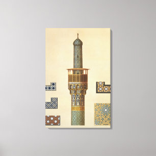 Ein Minarett und Keramik-Details von der Moschee Leinwanddruck