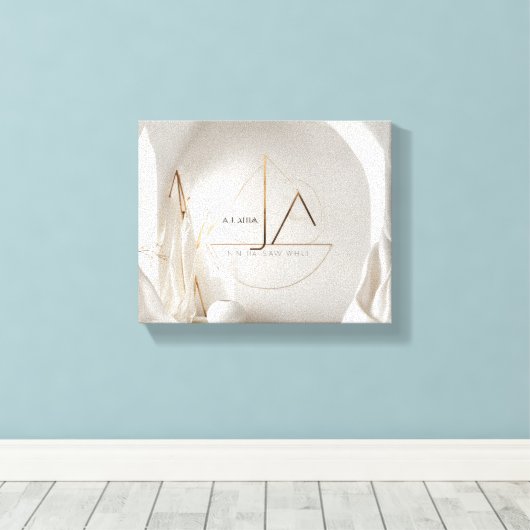 ein minimalistisches und designbewusstes Logo über Leinwanddruck (Insitu (Holzboden))