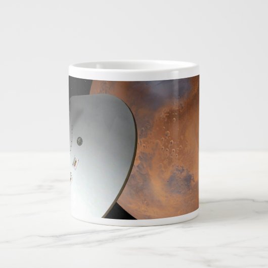 Ein mit Aeroshell angereichertes Raumfahrzeug nähe Jumbo-Tasse (Vorderseite)