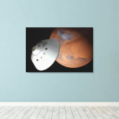 Ein mit Aeroshell angereichertes Raumfahrzeug nähe Leinwanddruck (Insitu (Holzboden))