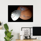 Ein mit Aeroshell angereichertes Raumfahrzeug nähe Poster (Heimbüro)