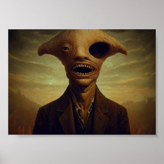 Ein Mit Augen Horror-Kreaturenportrait Poster (Vorne)