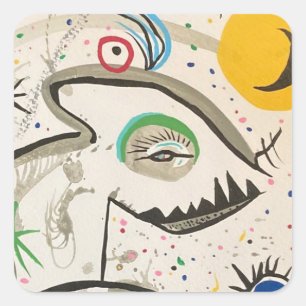 EIN MIT AUGEN MONSTER QUADRATISCHER AUFKLEBER