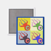Ein Mit Augen Tintenfisch Retro Pop Art Magnet (Vorderseite/Rückseite)