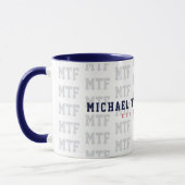 ein mit Monogramm Design, Name + Initialen, blau Tasse (Links)