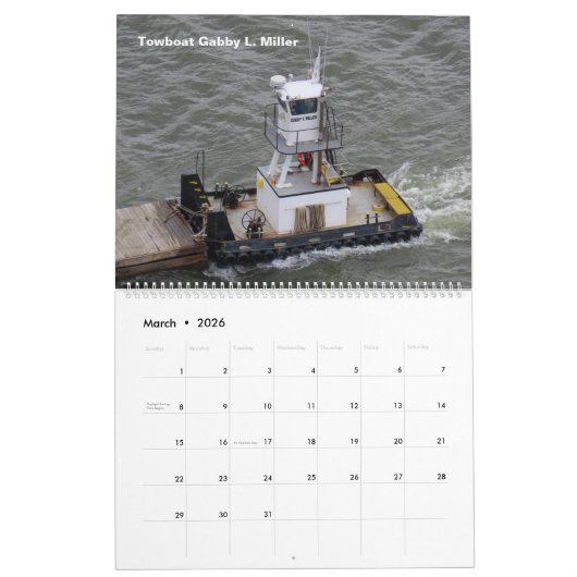 Ein Mix aus Towbooten am Hudson River Kalender (Mär 2026)