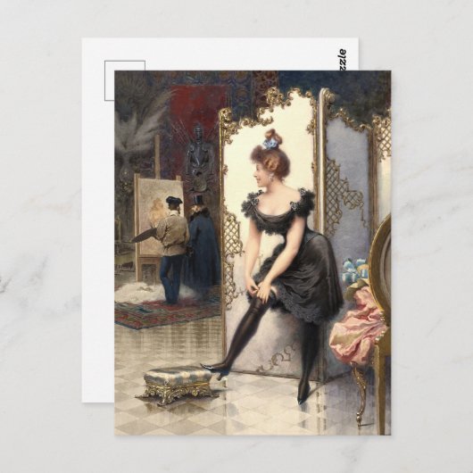 Ein Modell, das ihre Gartenkunst in einem Künstler Postkarte (Vorne/Hinten)