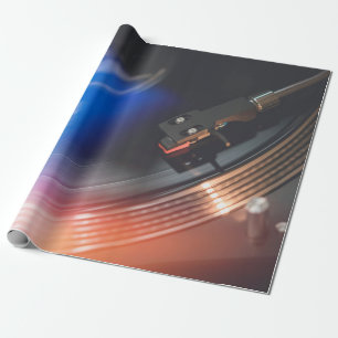 Ein moderner Plattenspieler, um Musik auf Audio-Di Geschenkpapier
