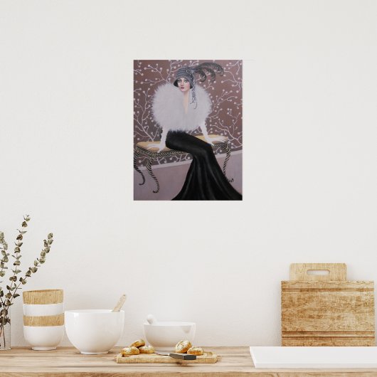 EIN MODERNES ART DECO LADY POSTER (Küche)