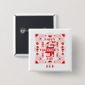 Ein modernes Bauhaus Valentinstag Button (Vorne & Hinten)