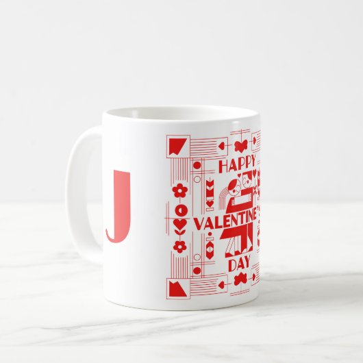 Ein modernes Bauhaus Valentinstag Kaffeetasse (Vorderseite Links)