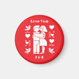 Ein modernes Bauhaus Valentinstag Magnet