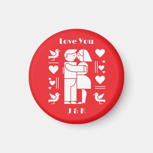 Ein modernes Bauhaus Valentinstag Magnet (Vorne)