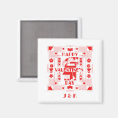 Ein modernes Bauhaus Valentinstag Magnet (Vorderseite/Rückseite)