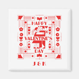Ein modernes Bauhaus Valentinstag Magnet