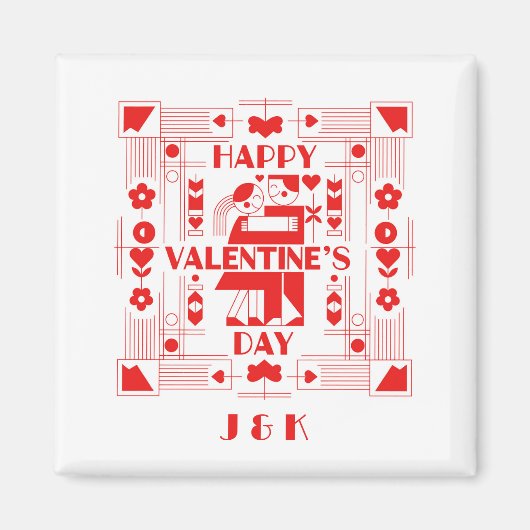 Ein modernes Bauhaus Valentinstag Magnet (Vorne)