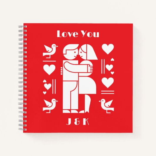 Ein modernes Bauhaus Valentinstag Notizblock (Vorderseite)