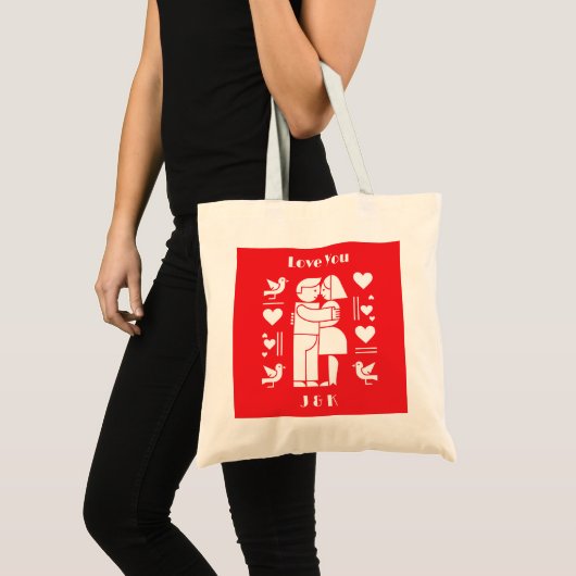 Ein modernes Bauhaus Valentinstag Tragetasche (Vorderseite (Produkt))