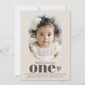Ein modernes minimales Foto 1. Geburtstag Einladung (Vorderseite)
