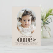 Ein modernes minimales Foto 1. Geburtstag Einladung (Stehend Vorderseite)