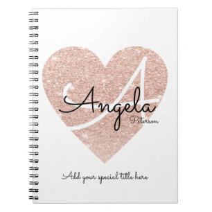 ein modernes monogramm rosa Liebe Herz mit ihrem N Notizblock