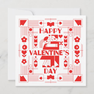Ein modernes Valentinstag im Bauhaus-Stil Feiertagskarte