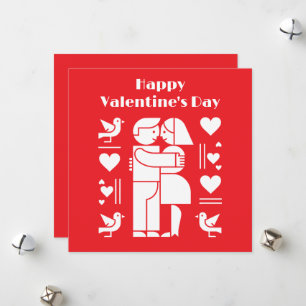 Ein modernes Valentinstag im Bauhaus-Stil Feiertagskarte