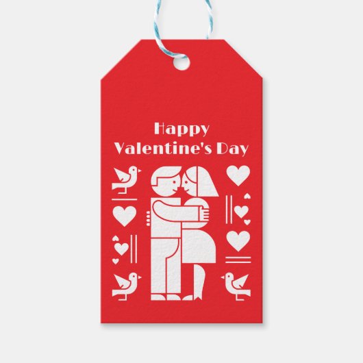 Ein modernes Valentinstag im Bauhaus-Stil Geschenkanhänger (Vorderseite)