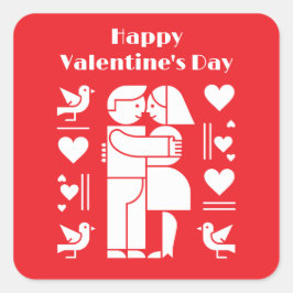 Ein modernes Valentinstag im Bauhaus-Stil Quadratischer Aufkleber