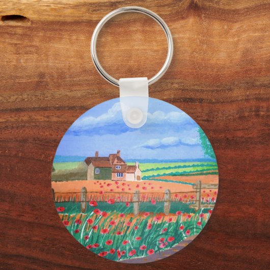 Ein Mohnfeld Schlüsselanhänger (Vorderseite)