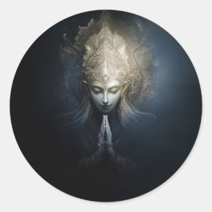 Ein Moment der Gnade   Meditationskunst Runder Aufkleber