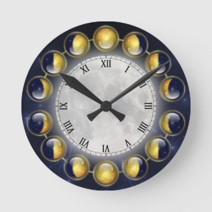Ein Monat im Leben der Mond-Uhr Runde Wanduhr