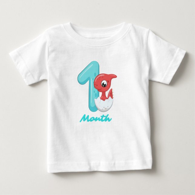 Ein Monat niedlicher Dinosaurier Baby T-shirt (Vorderseite)
