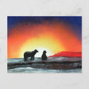 Ein Monat Sonnenuntergang Postkarte