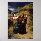 Ein Mönch hilft einem Pilger Poster (Vorne)