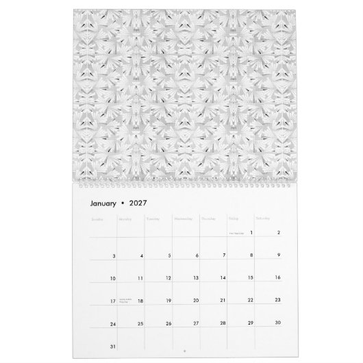 Ein monochromes Muster mit zahlreichen Intersekten Kalender (Jan 2027)