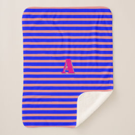 Ein monogramm-blauer rosa Streifen Sherpadecke